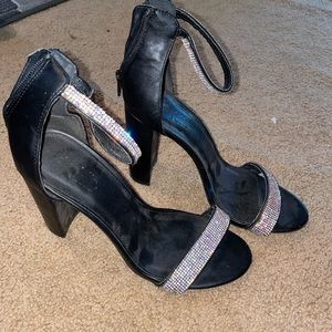 Diamanté/Bling/Rhinestone Strap Block Heels